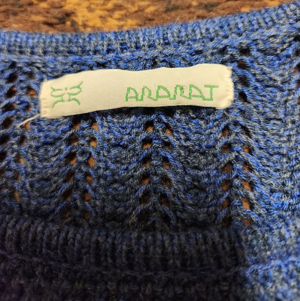 Women's Blue Sweater with Braided Details - Picture 2 of 6